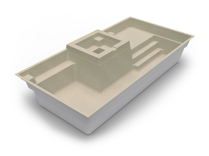 The Muse in Beach colour, with raised spa: fibreglass swimming pool design by Nexus Pools Australia