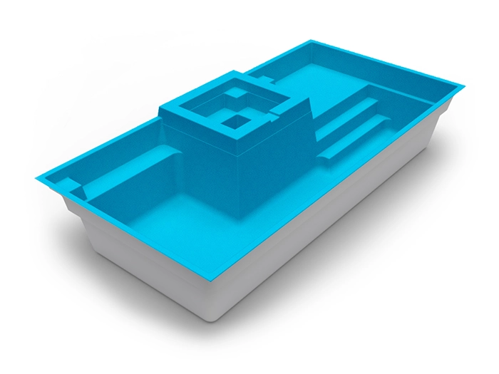 The Muse in Oasis colour, with raised spa: fibreglass swimming pool design by Nexus Pools Australia