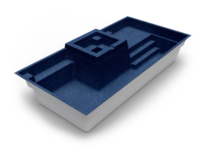 The Muse in Onyx colour, with raised spa: fibreglass swimming pool design by Nexus Pools Australia