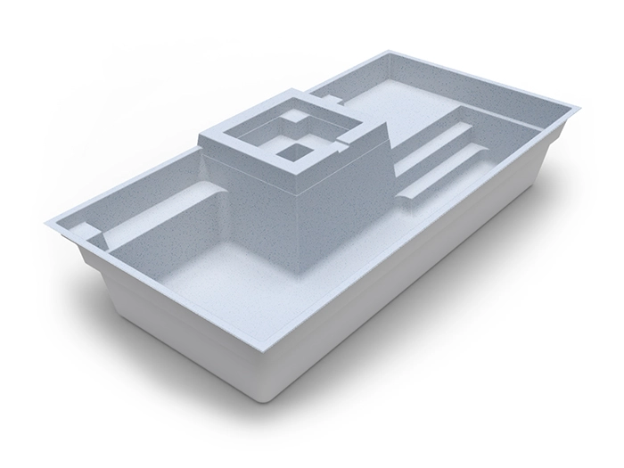 The Muse in Pearl colour, with raised spa: fibreglass swimming pool design by Nexus Pools Australia