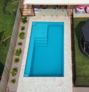 Pool with storm clouds