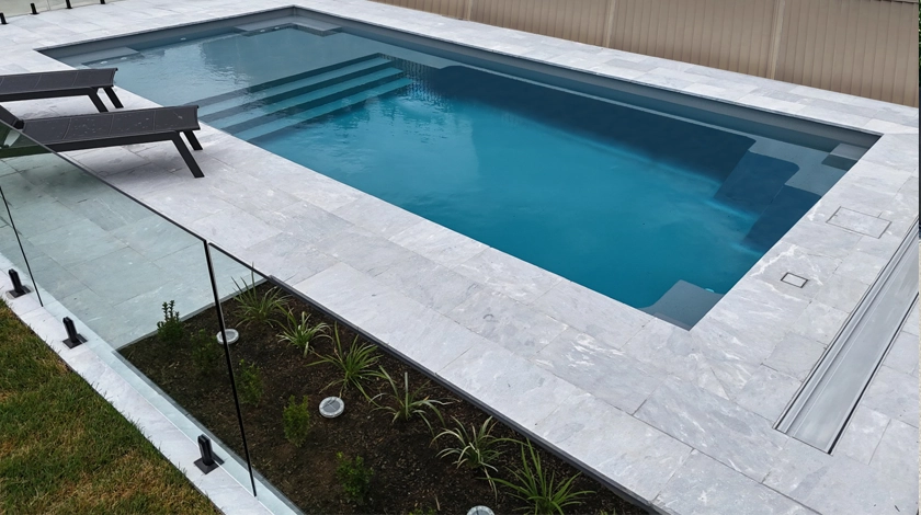 The Echo - large fibreglass pool with splash deck and deepend swimouts
