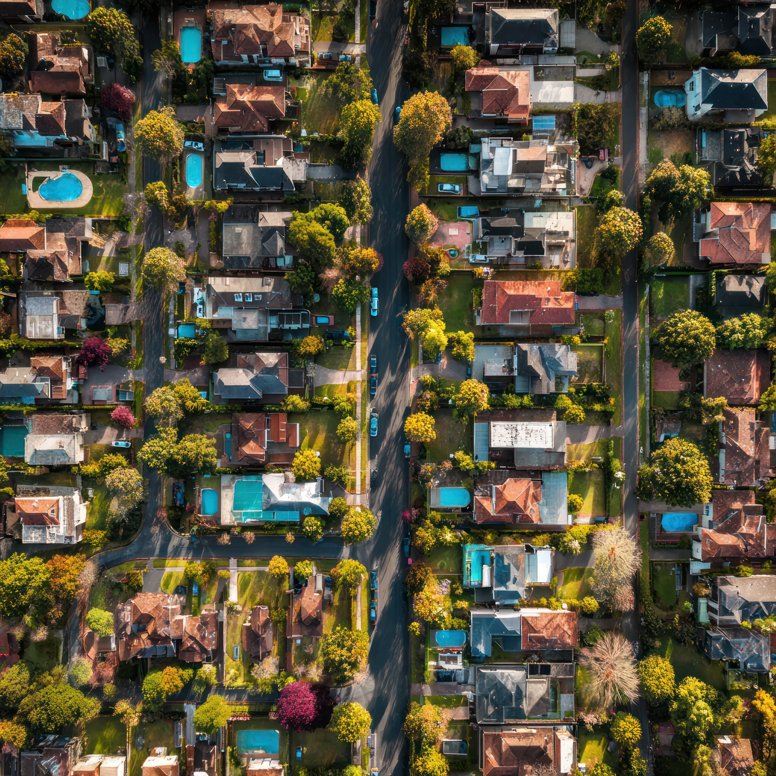 An aerial shot of a Sydney suburb showing the volume of swimming pools.