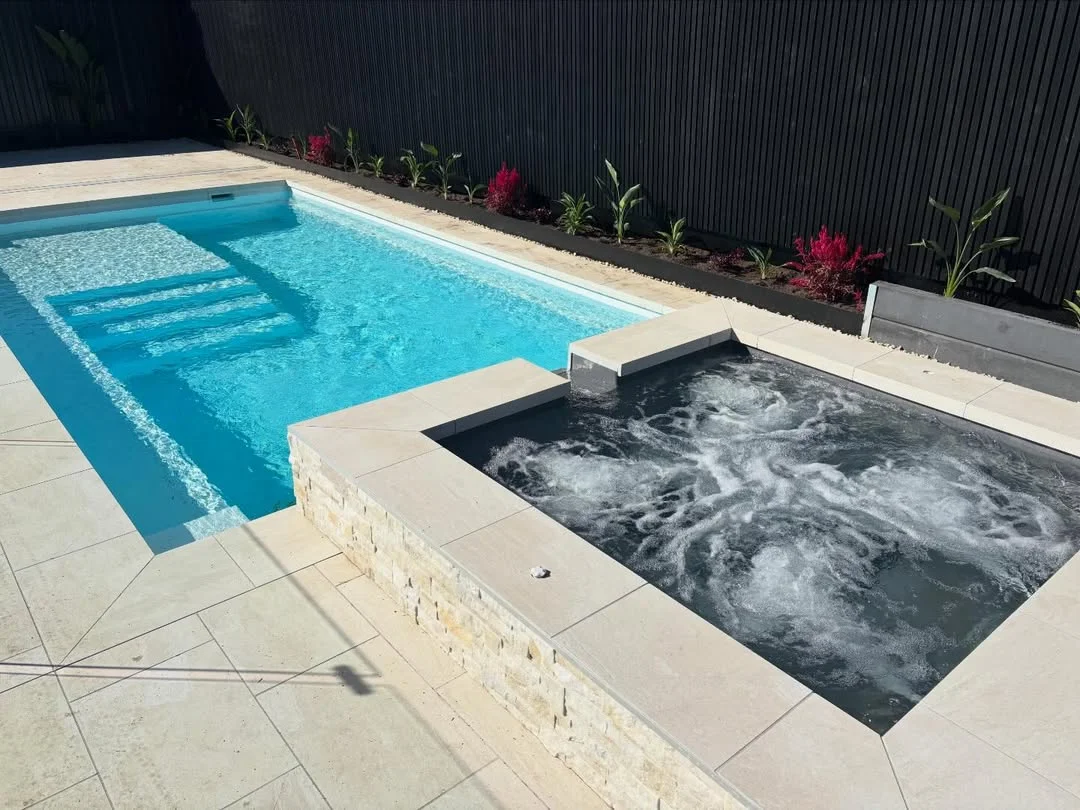 Nexus Pools The Unity 7.00m Pearl with The Haven Spa with Overflow Shadow NP Melbourne Bayside