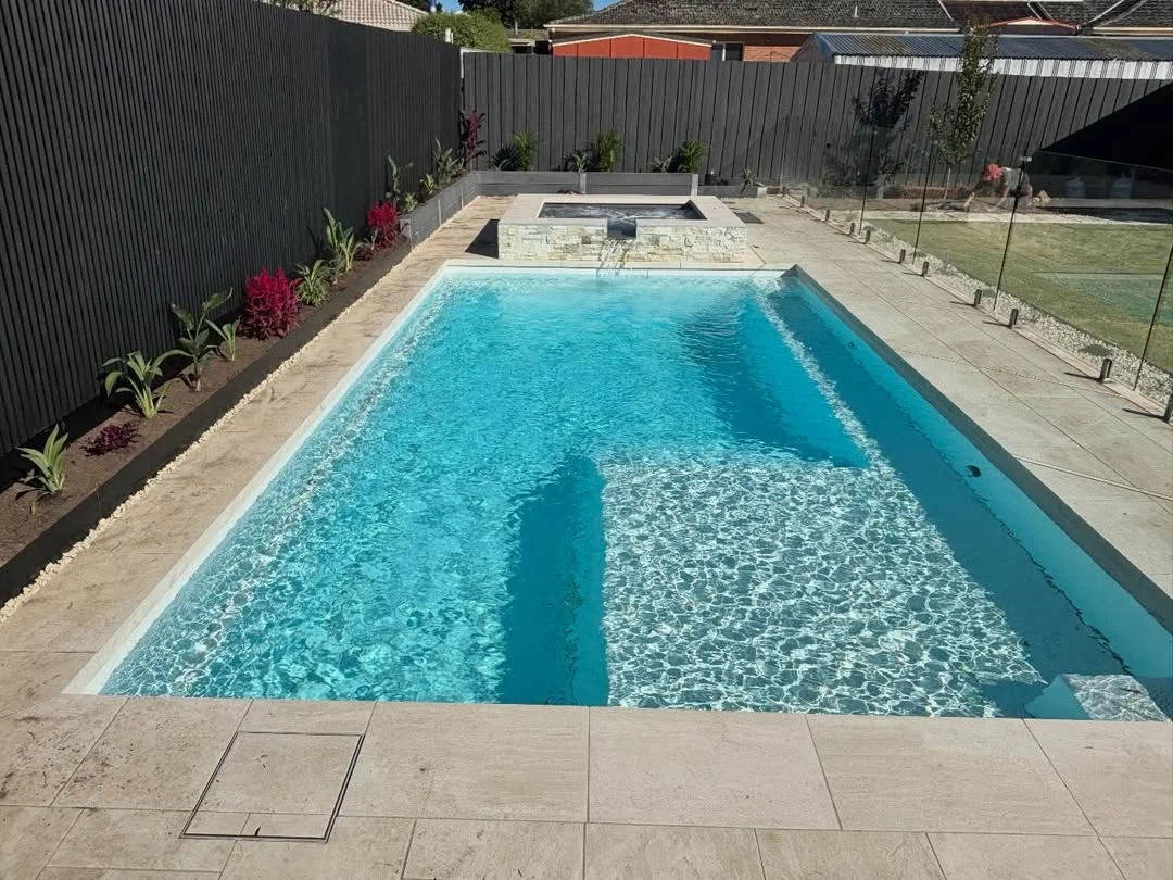 Nexus Pools The Unity 7.00m Pearl with The Haven Spa with Overflow Shadow NP Melbourne Bayside