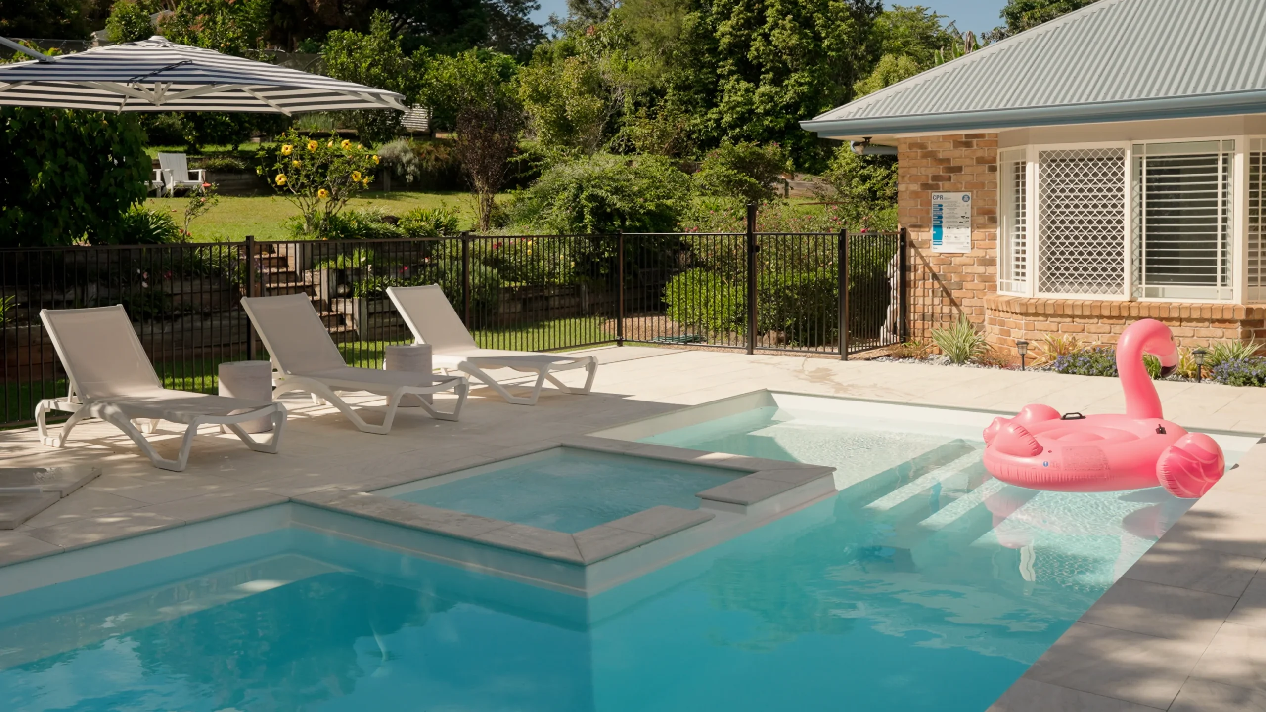 The Muse with Spa 7.62m in Pearl installed by Nexus Pools Sunshine Coast North